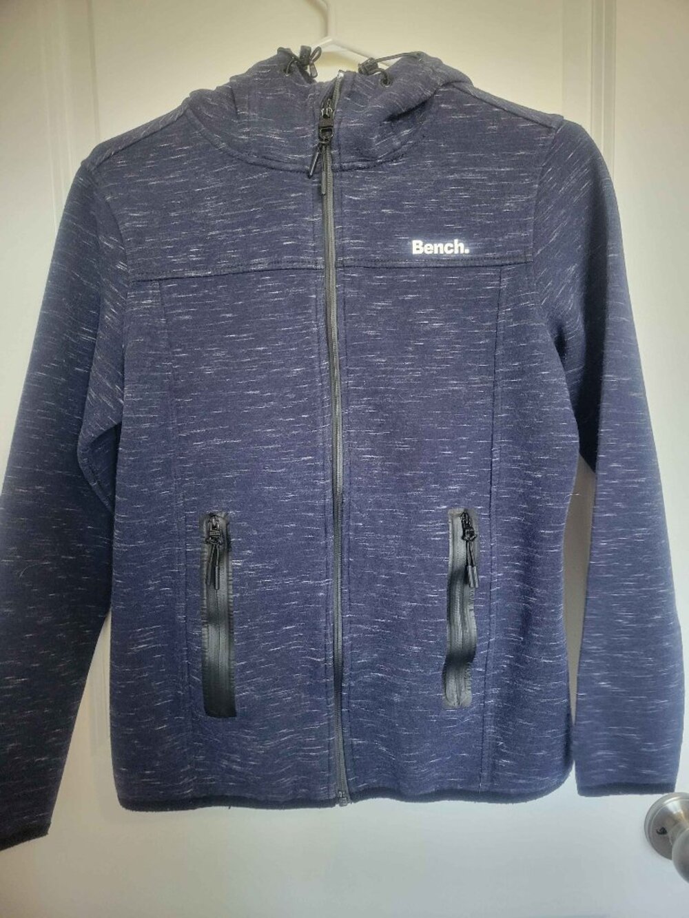 BENCH heathered navy thick zip up hoodie, womens